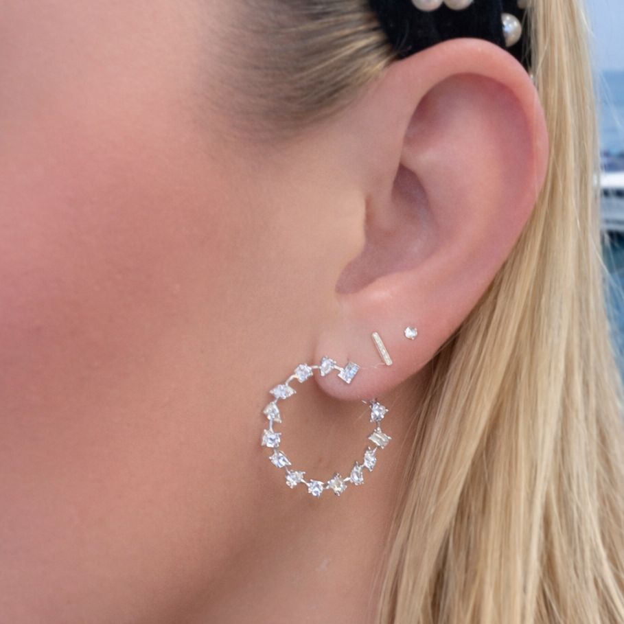 Mixed Shape Diamond Scoop Earrings