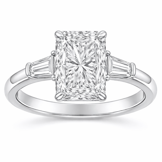Radiant Diamond Engagement Ring with Tapered Baguettes