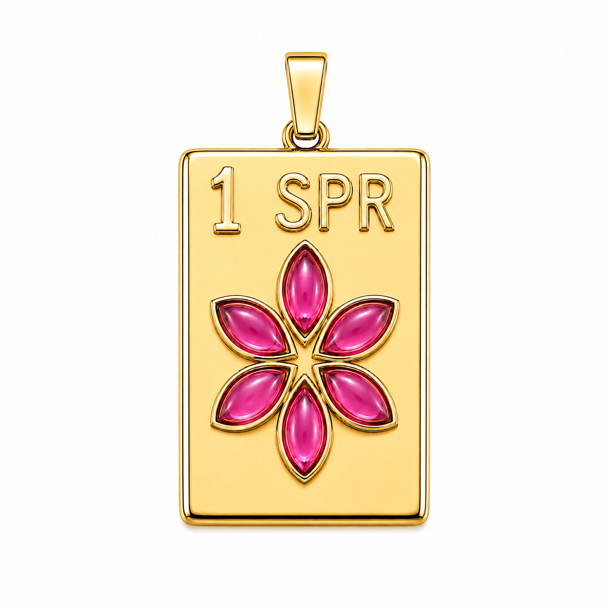 Flower Mahjong Tile Pendant
