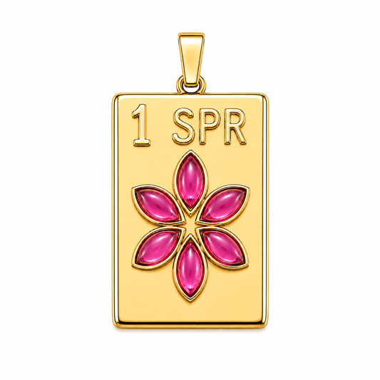 Flower Mahjong Tile Pendant
