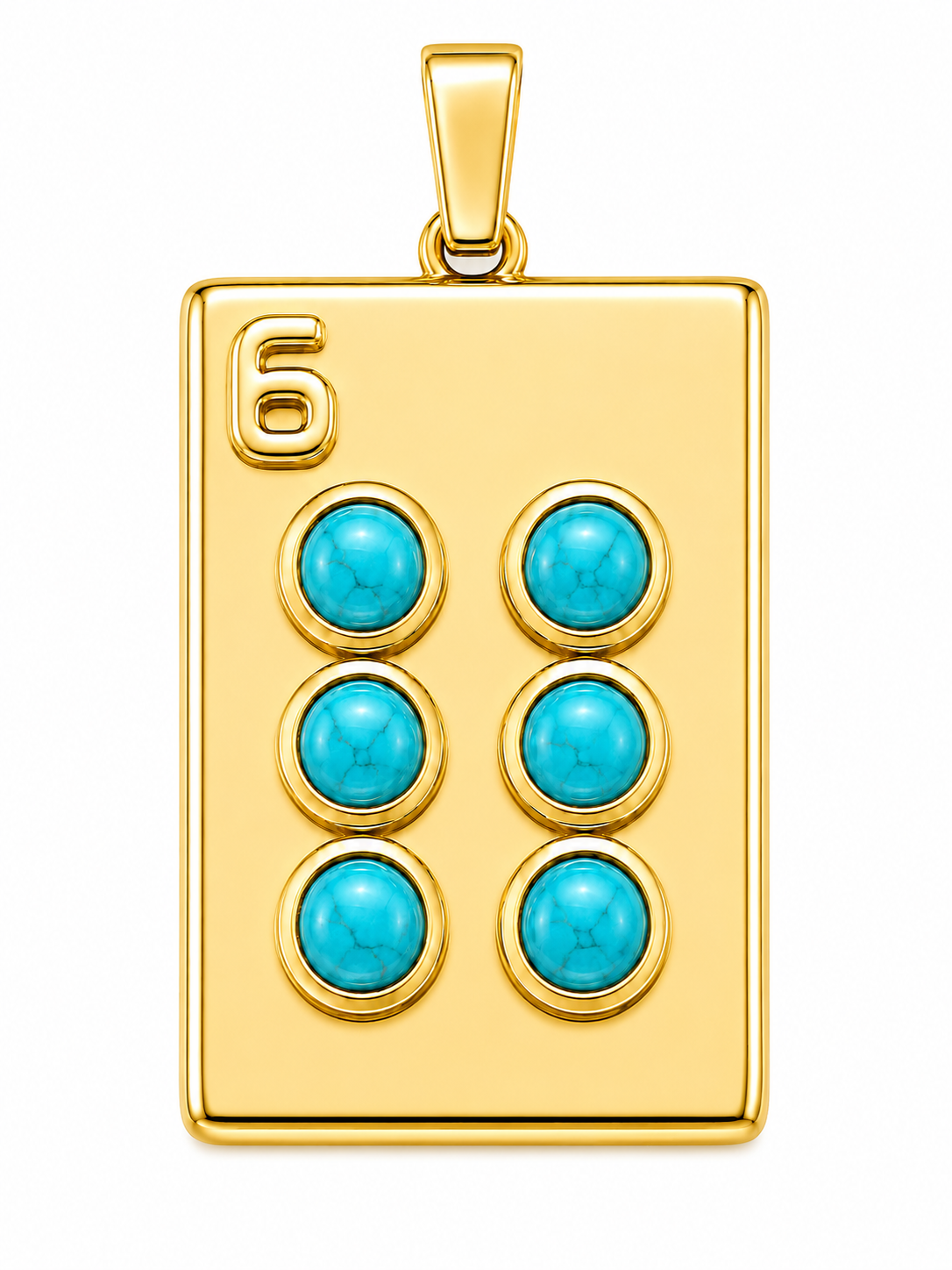6 Dot Mahjong Tile Pendant
