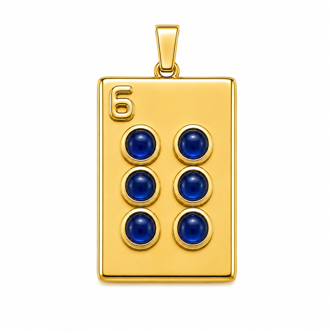 6 Dot Mahjong Tile Pendant