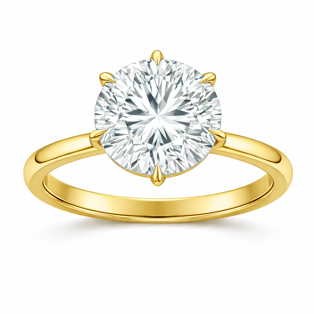 Round Diamond Solitaire Engagement Ring with Six Prongs