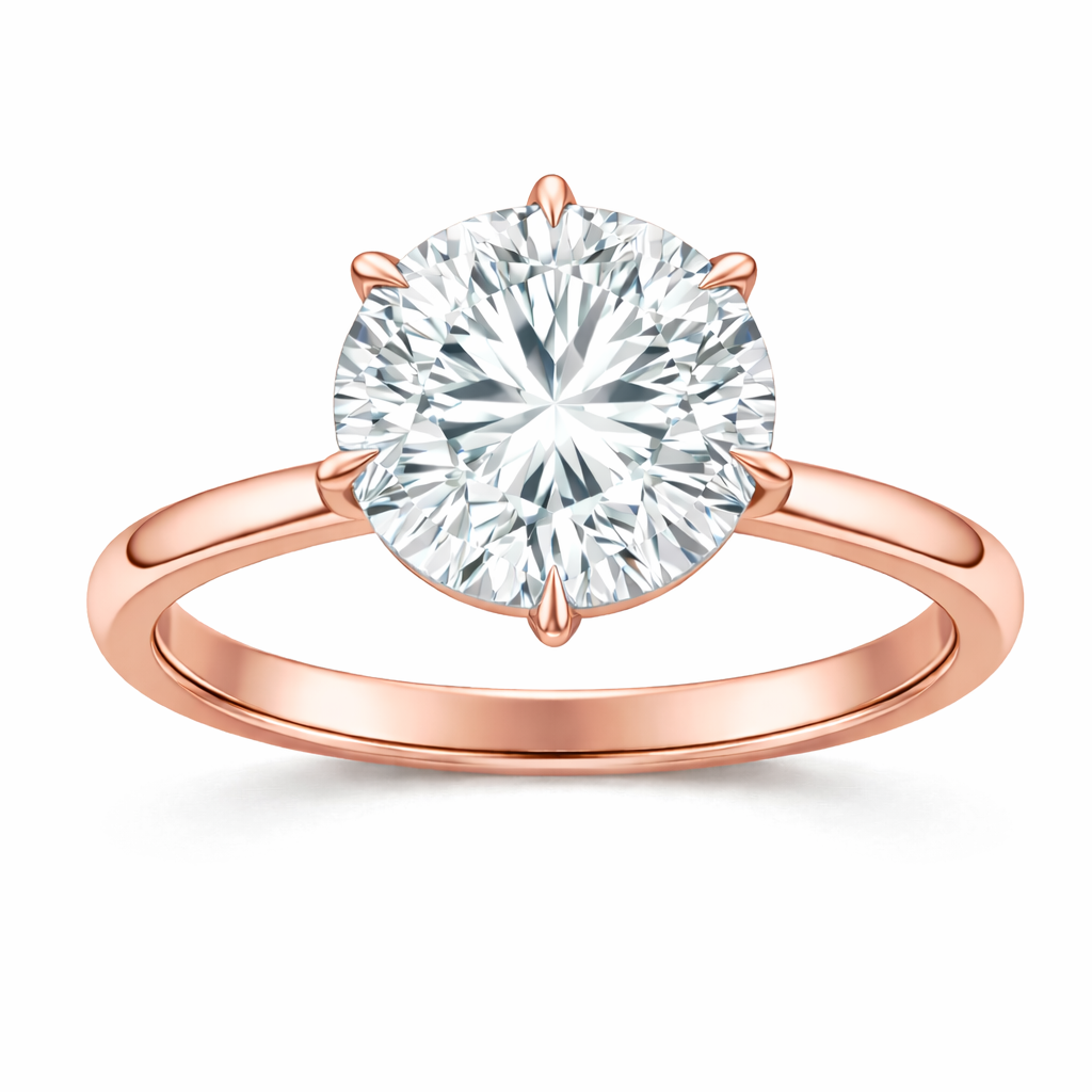 Round Diamond Solitaire Engagement Ring with Six Prongs