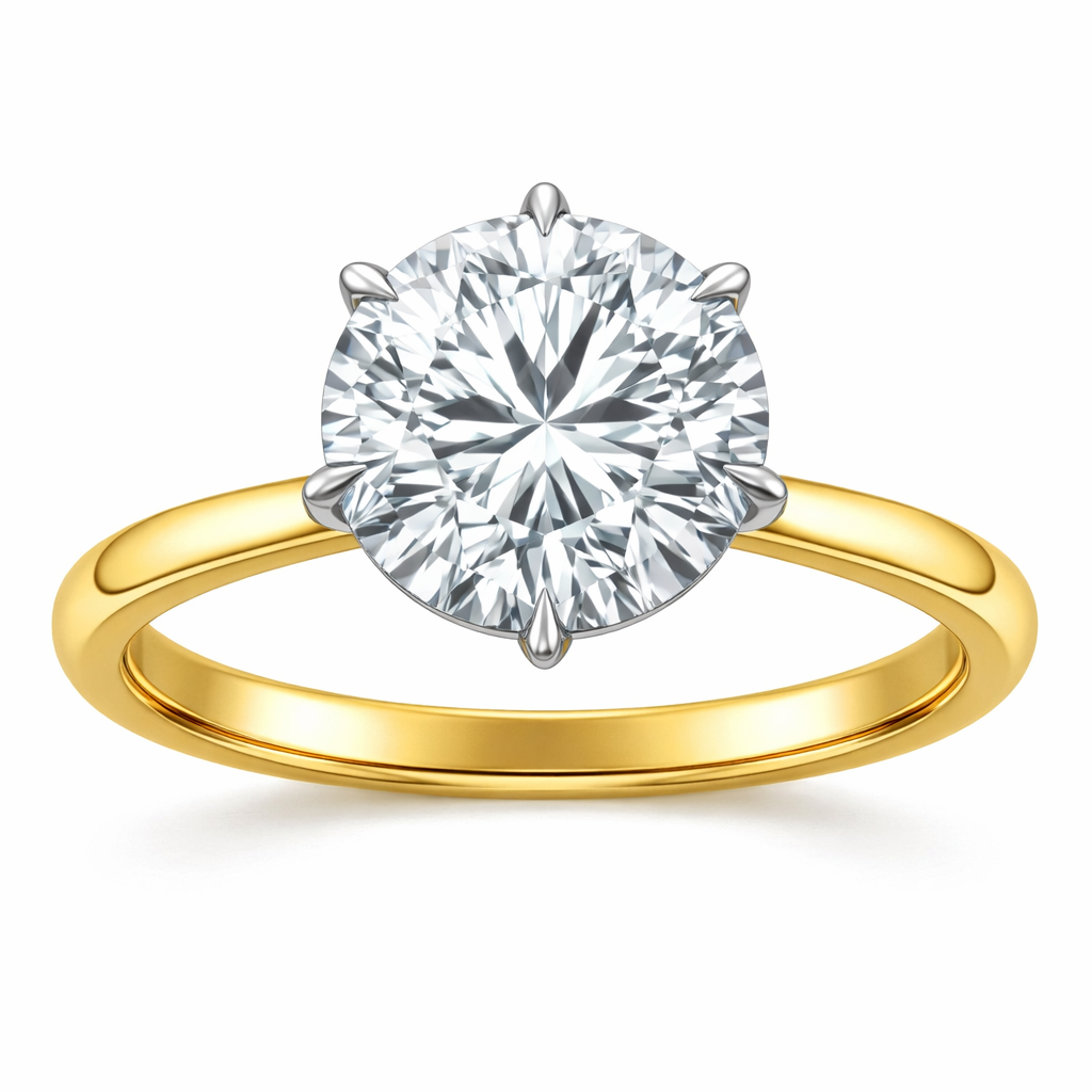 Round Diamond Solitaire Engagement Ring with Six Prongs