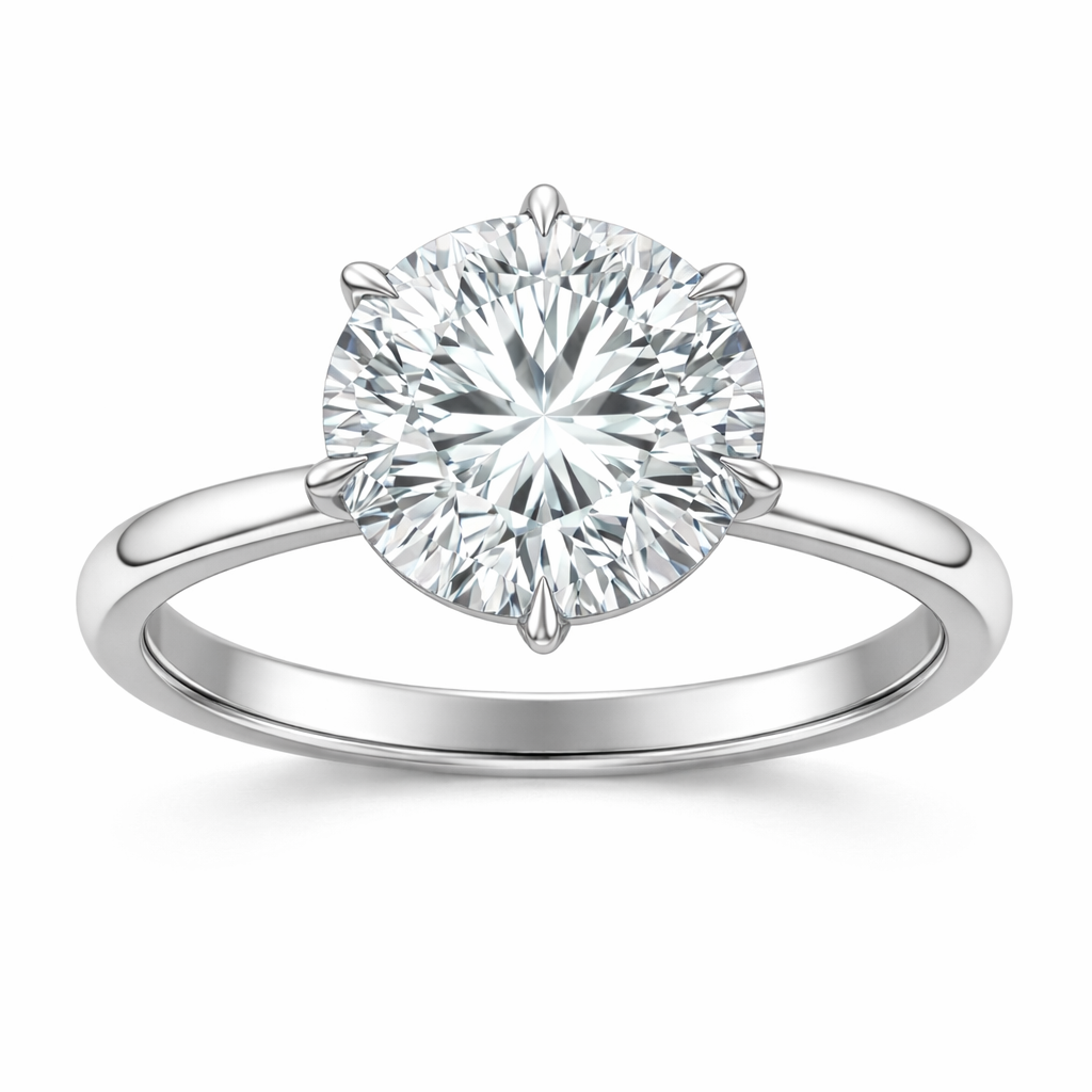 Round Diamond Solitaire Engagement Ring with Six Prongs