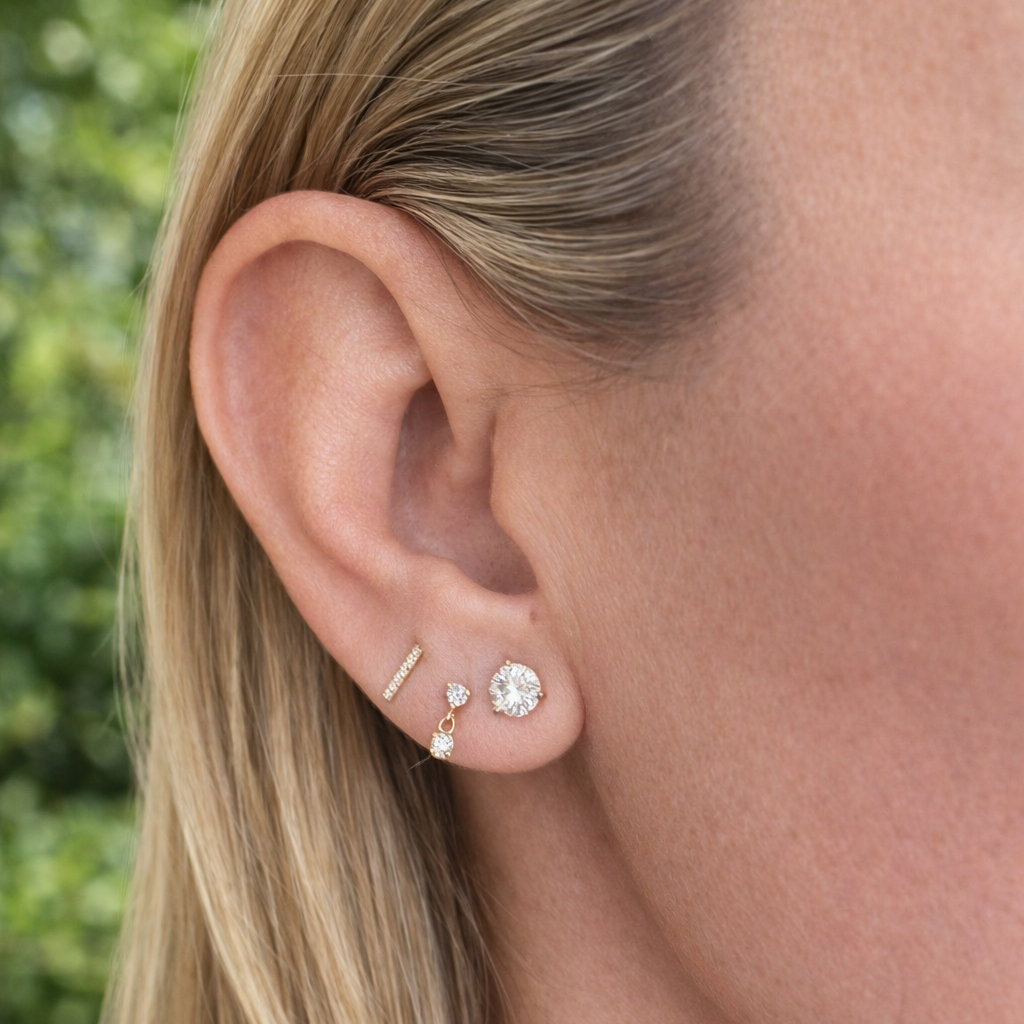 Mini Diamond Dangle Stud Earrings