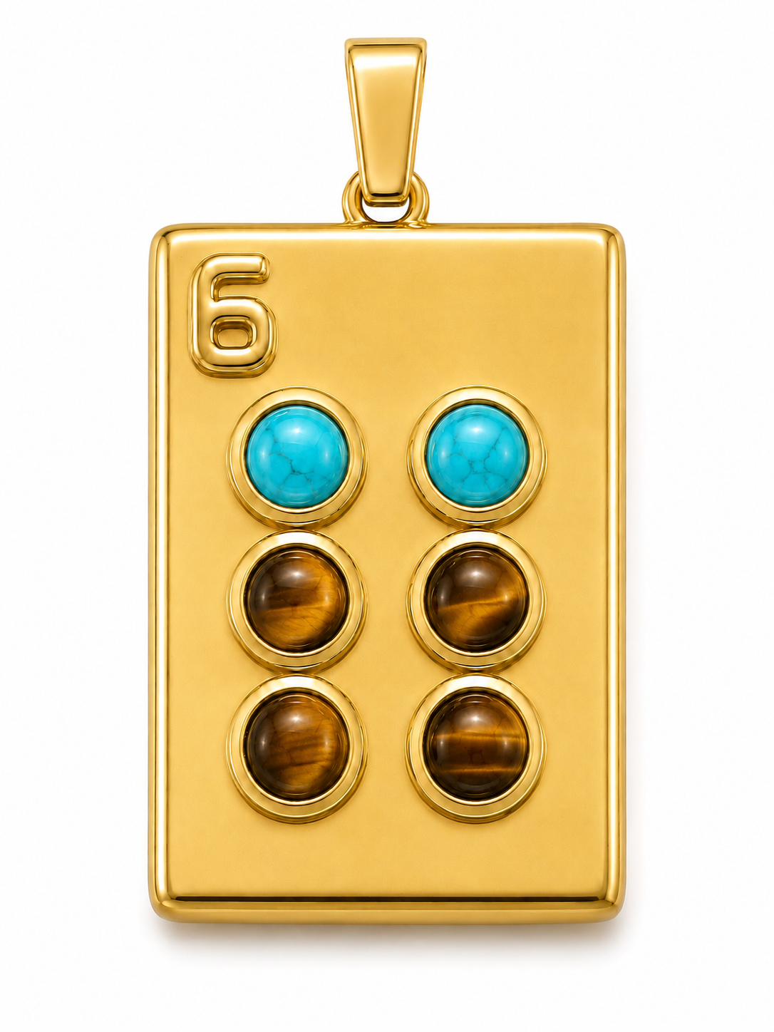 6 Dot Mahjong Tile Pendant