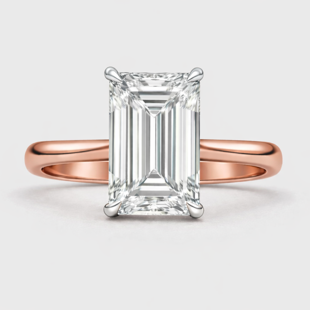 Emerald Diamond Solitaire Engagement Ring