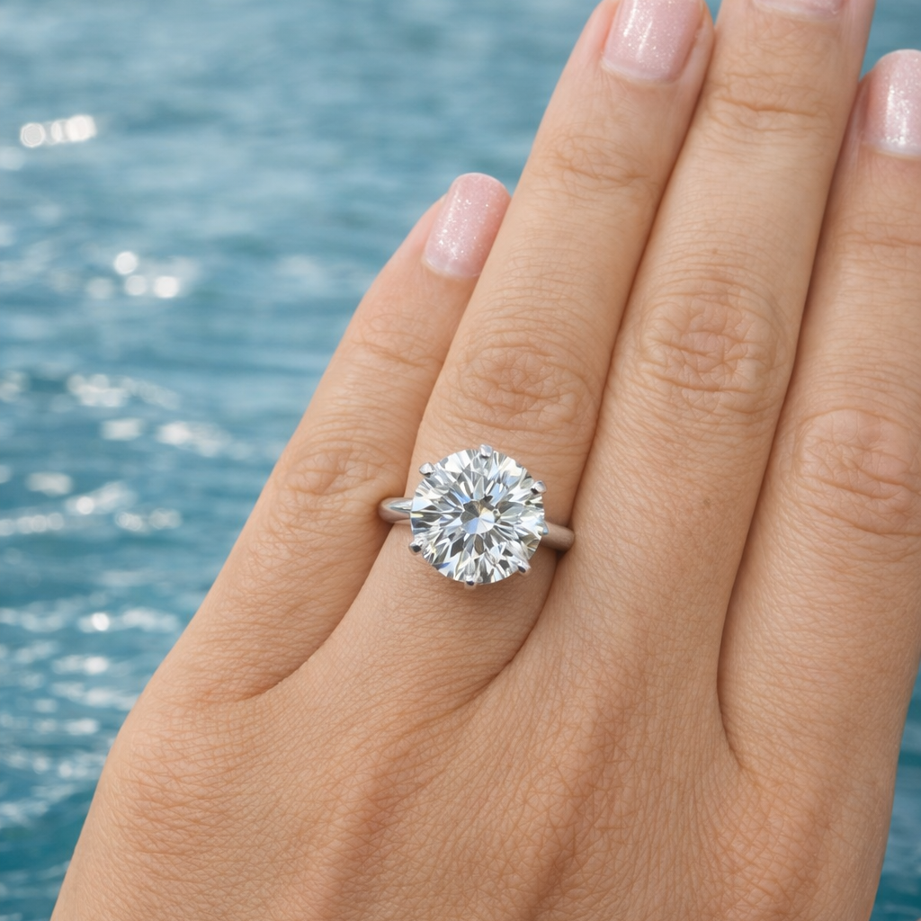 Round Diamond Solitaire Engagement Ring with Six Prongs