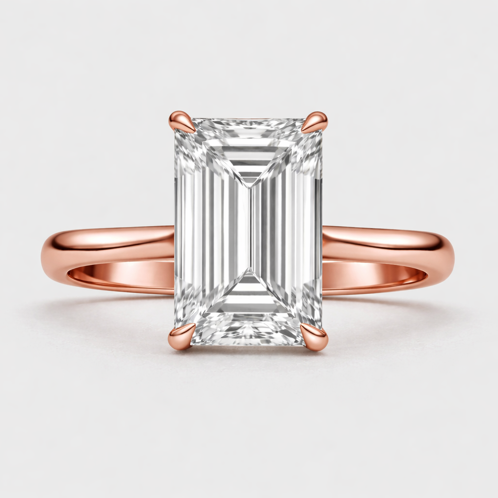 Emerald Diamond Solitaire Engagement Ring