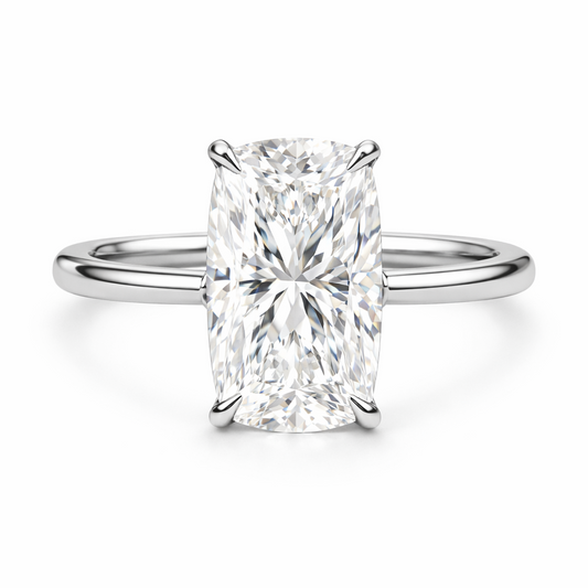 Elongated Cushion Diamond Solitaire Engagement Ring