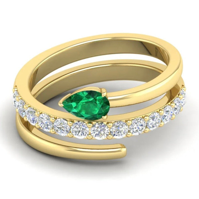 Emerald and Diamond Wrap Ring