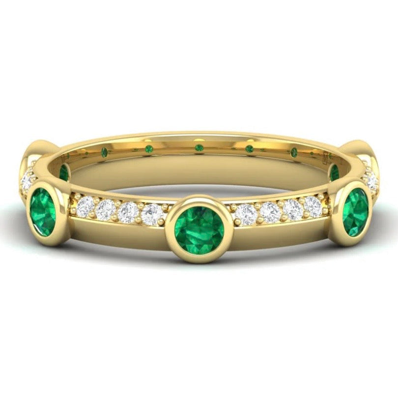 Diamond and Emerald Stacking Ring