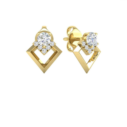 Diamond Pyramid Stud Earrings