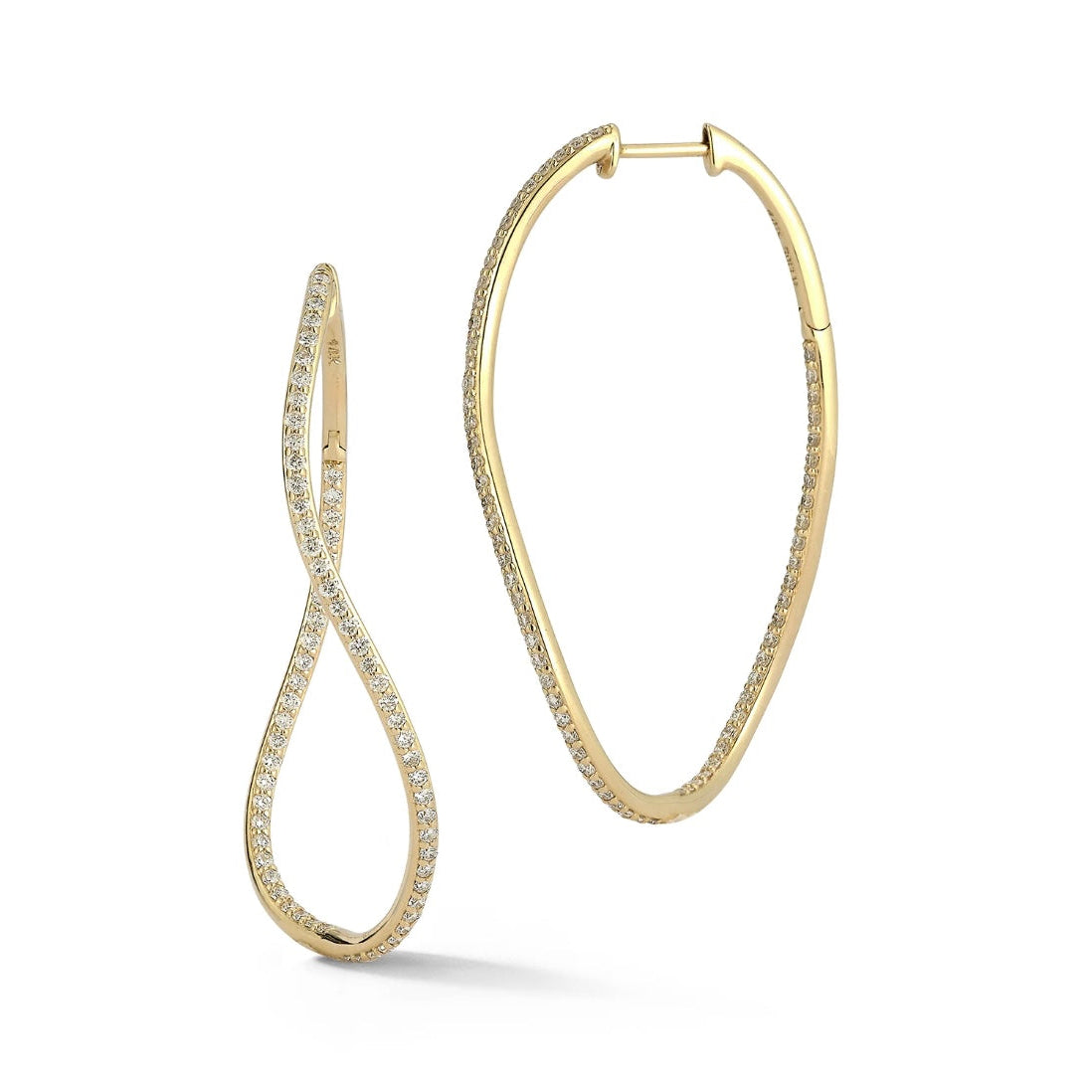 Wavy Diamond Inside Out Hoop Earrings
