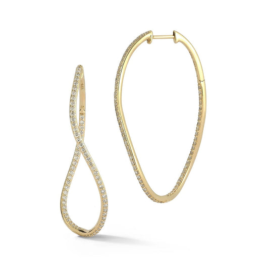 Wavy Diamond Inside Out Hoop Earrings