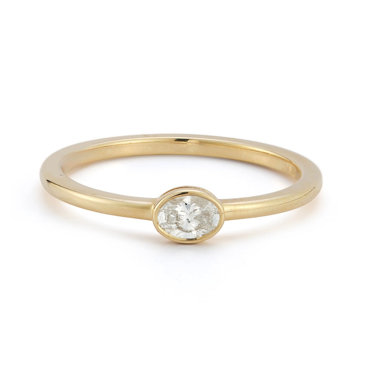 Oval Diamond Bezel Solitaire Ring