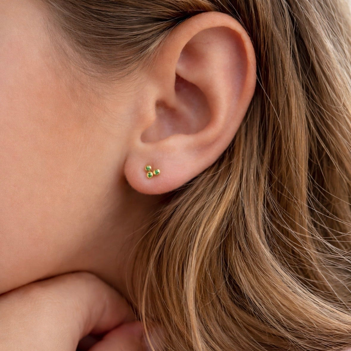 Mini Sapphire Half Moon Stud Earrings