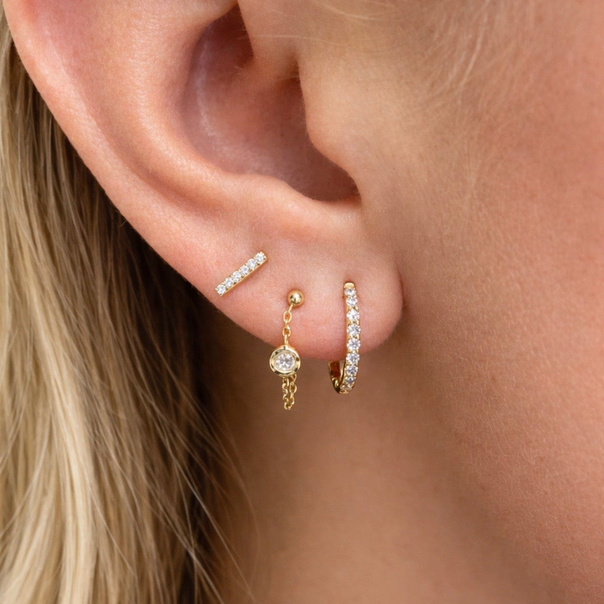 Mini Diamond Bar Stud Earrings
