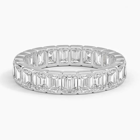 Half Bezel Emerald Diamond Eternity Band