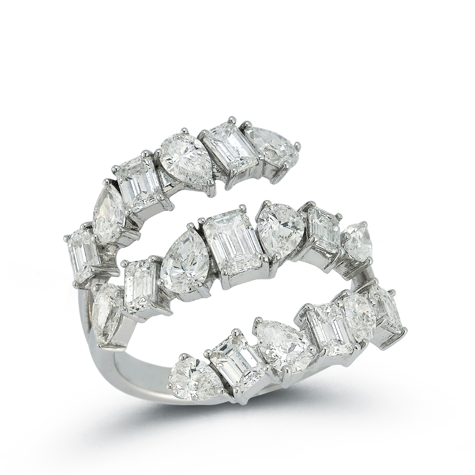 Mixed Shape Diamond Wrap Ring