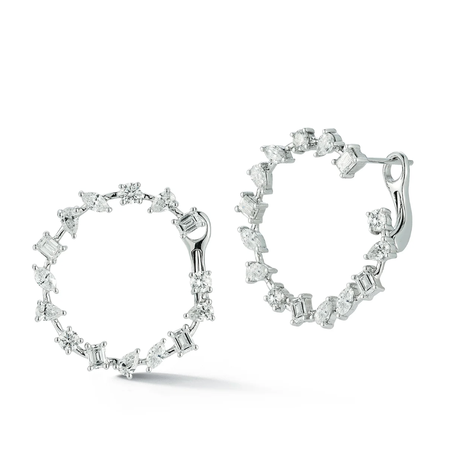 Mixed Shape Diamond Scoop Earrings