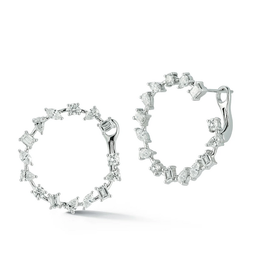 Mixed Shape Diamond Scoop Earrings