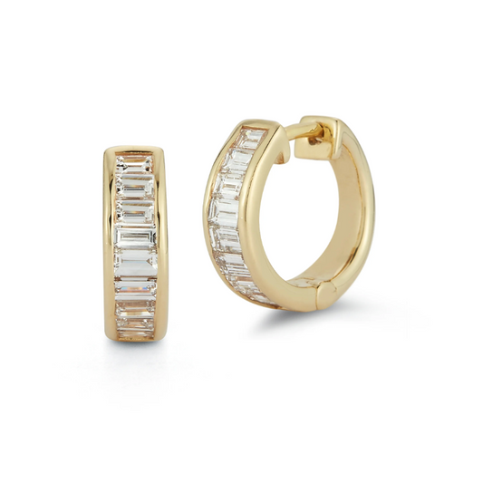 Diamond Baguette Huggie Earrings
