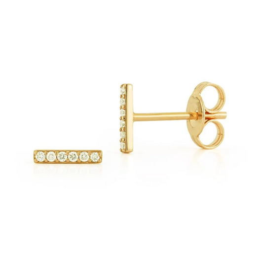 Mini Diamond Bar Stud Earrings