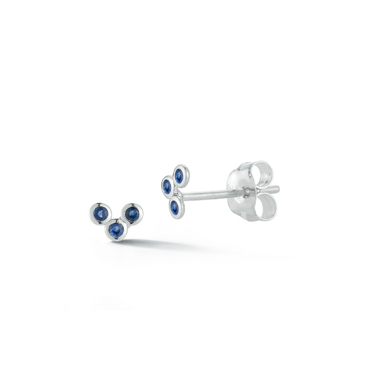 Mini Sapphire Half Moon Stud Earrings