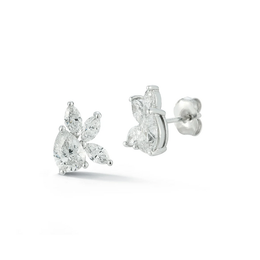 Pear and Marquise Diamond Stud Earrings