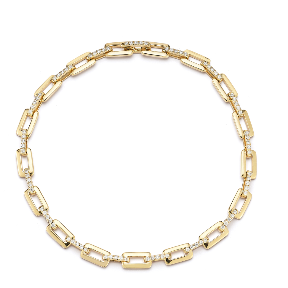 Gold Link and Diamond Bracelet