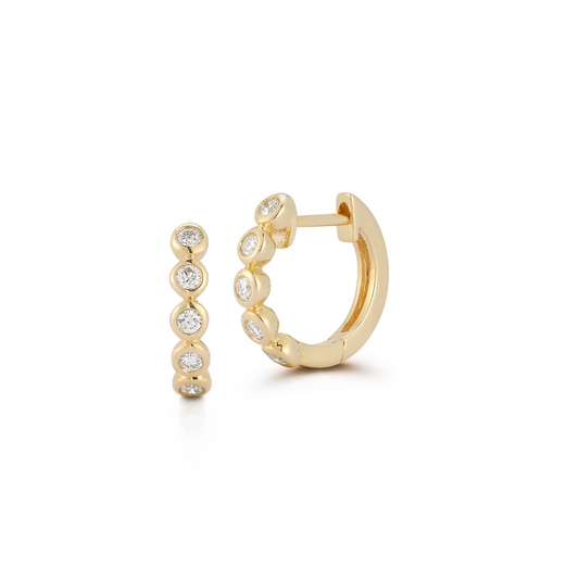 Diamond Bezel Huggie Earrings